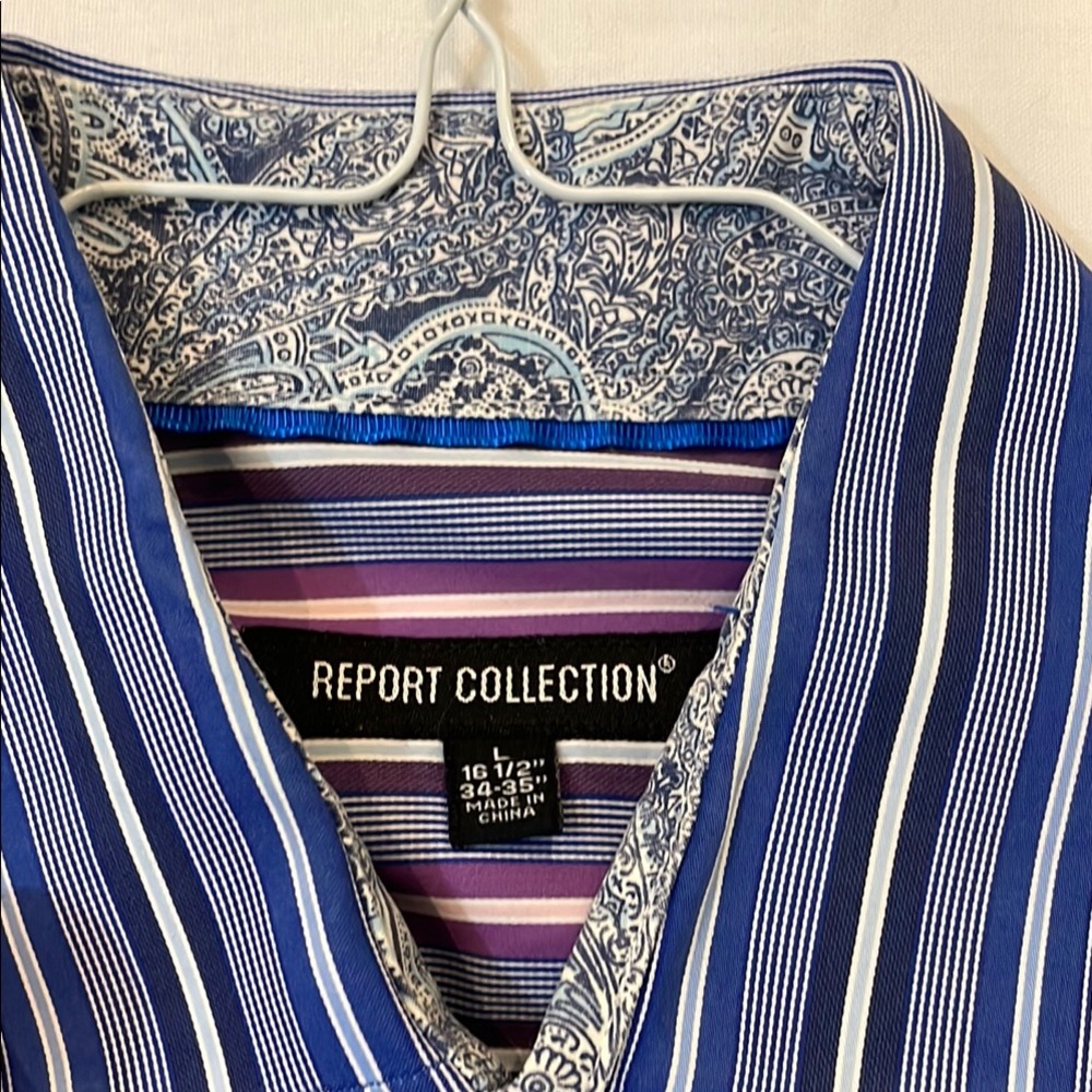 Report Collection Navy and White Patterned Shirt
